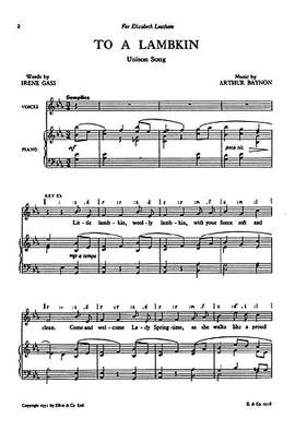 Arthur Baynon: To A Lambkin for Unison Chorus