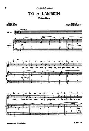 Arthur Baynon: To A Lambkin for Unison Chorus