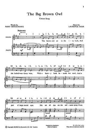 L. Ager: Ager, L The Big Brown Owl Unison