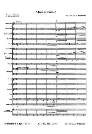Adagio In G Minor (Score And Parts)