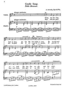 Anton Stepanovich Arensky: Cradle Song Op.59 No.5