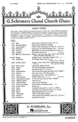 Jean Berger: Alleluia From Brazilian Psalm