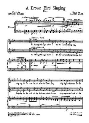 Haydn Wood: A Brown Bird Singing (Duet) in A Flat