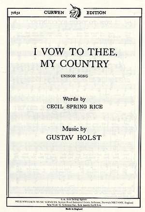 Gustav Holst I Vow To Thee My Country Presto Sheet Music