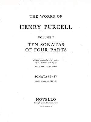 Henry Purcell: Ten Sonatas Of Four Parts For Cello (Sonatas I-IV)