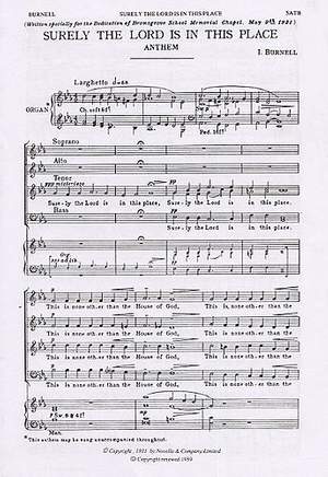 I. Burnell: Surely The Lord Is In This Place