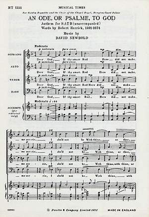 David Newbold: An Ode Or Psalme To God