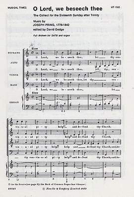 Joseph Pring: O Lord We Beseech Thee