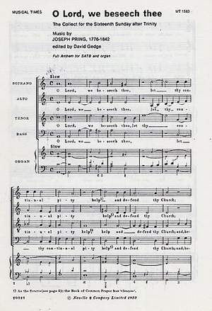 Joseph Pring: O Lord We Beseech Thee