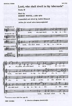Robert Whyte: Lord Who Shall Dwell In Thy Tabernacle