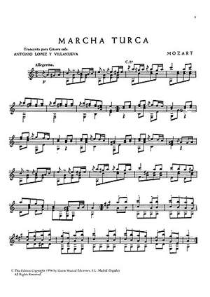 Wolfgang Amadeus Mozart Marcha Turca Sonata No 11 In A K 331 Guitar Presto Sheet Music