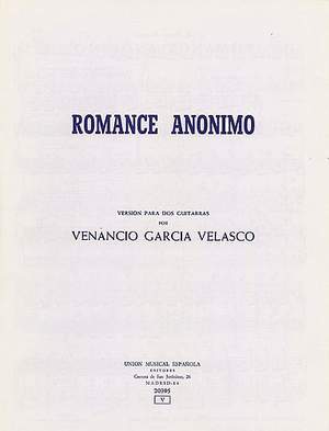 Venancio Garcia Velasco: Romance Anonimo