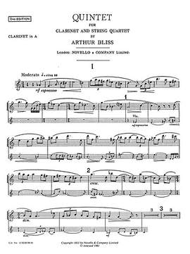 Arthur Bliss: Quintet For Clarinet And Strings (Parts)