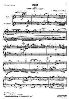 Antoni Szalowski: Duo For Flute and Clarinet