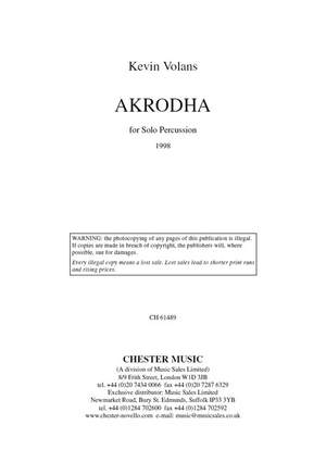 Kevin Volans: Akrodha For Solo Percussion
