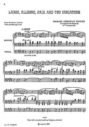 Michael Christian Festing: Largo, Allegro And Aria