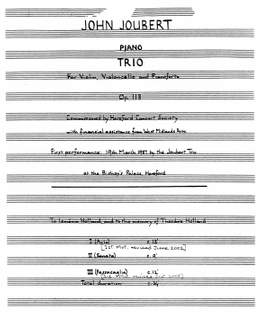 John Joubert: Piano Trio Op.113