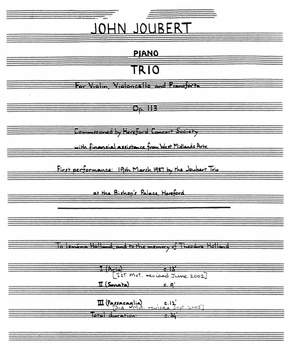John Joubert: Piano Trio Op.113