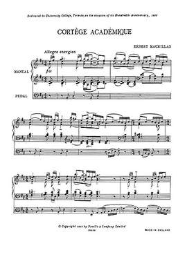 Ernest MacMillan: Cortege Academique For Organ