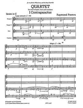 Raymond Premru: Quartet for Two Trumpets, Horn & Trombone