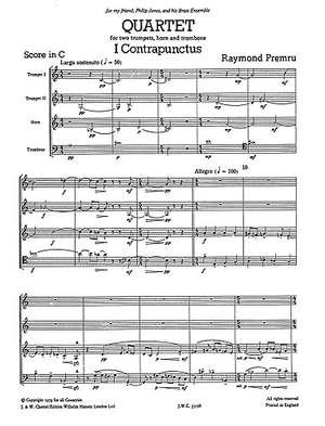 Raymond Premru: Quartet for Two Trumpets, Horn & Trombone