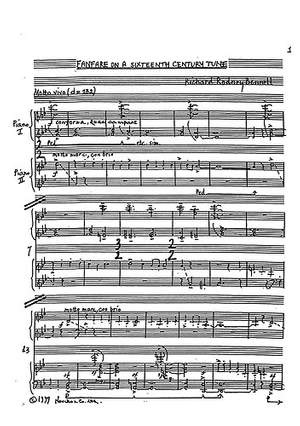 Richard Rodney Bennett: Fanfare On A Sixteenth Century Tune For Two Pianos