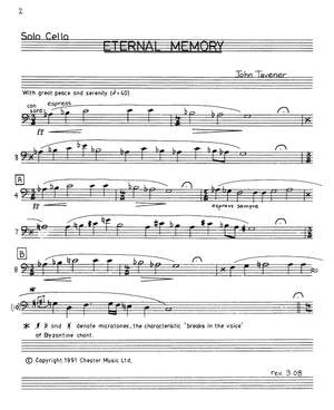 John Tavener: Eternal Memory (Solo Cello Part)