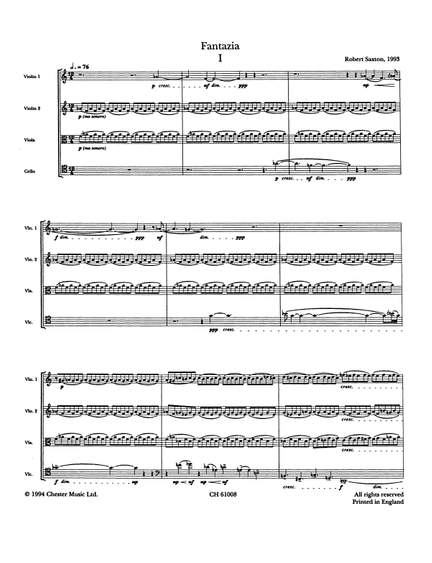 Robert Saxton: Fantazia For String Quartet