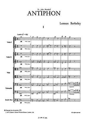 Lennox Berkeley: Antiphon For String Orchestra Op. 85