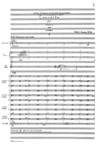 Robert Saxton: Viola Concerto (Full Score)