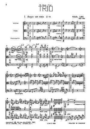 Malcolm Lipkin: String Trio (Miniature Score)