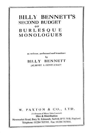 Billy Bennett: Budget of Burlesque Monologues 2nd Edition