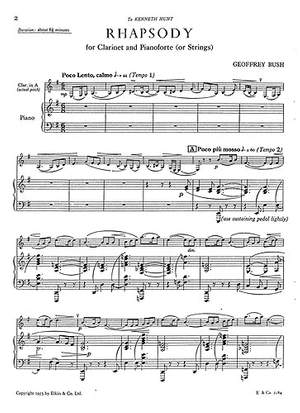 Geoffrey Bush: Rhapsody For Clarinet And Strings
