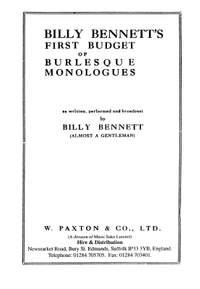Billy Bennett: First Budget Of Burlesque Monologue