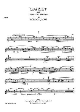 Gordon Jacob: Quartet For Oboe And Strings (Parts)