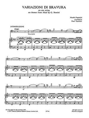 Niccolò Paganini: Variazioni Di Bravura On One String (Cello/Piano)