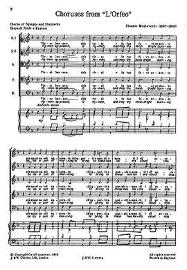 Claudio Monteverdi: Choruses From L'Orfeo (Malipiero) for SATB Chorus