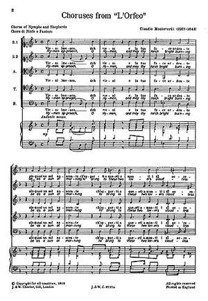 Claudio Monteverdi: Choruses From L'Orfeo (Malipiero) for SATB Chorus