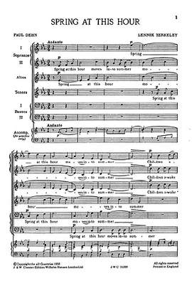Lennox Berkeley: Spring At This Hour Op.37 No.2