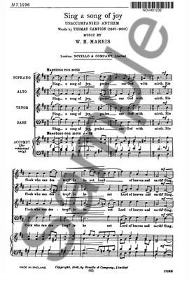 Sir William Henry Harris: Sing A Song Of Joy