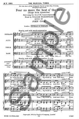 John Ernest Cook: Fear No More The Heat O' The Sun