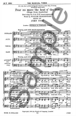 John Ernest Cook: Fear No More The Heat O' The Sun