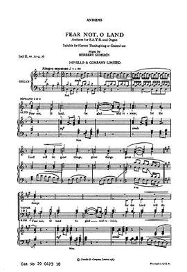 Herbert Sumsion: Fear Not O Land