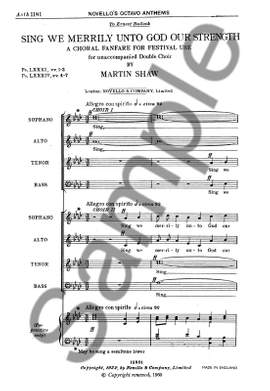 Martin Shaw: Sing We Merrily Unto God For Double Choir