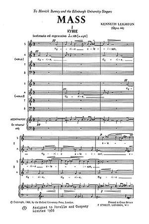 Kenneth Leighton: Mass Op.44 For Double Choir