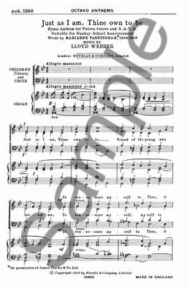 William Lloyd Webber: Just As I Am Thine Own To Be