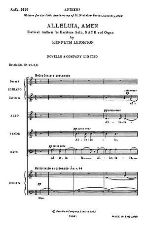 Kenneth Leighton: Alleluia Amen (Festival Anthem)