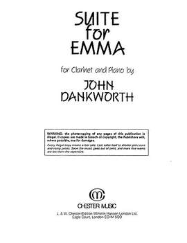 John Dankworth: Suite For Emma for Clarinet and Piano