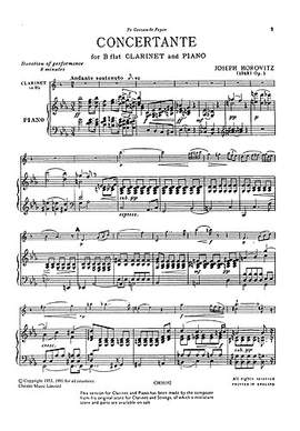 Joseph Horovitz: Concertante (Clarinet/Piano)