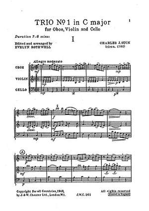 Charles J. Suck: Trio No.1 In C (Miniature Score)
